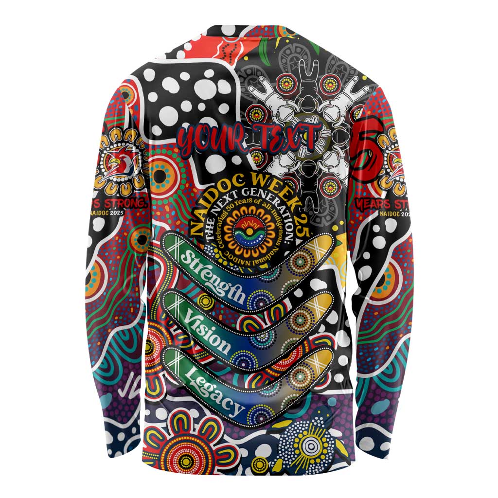 Personalised Roosters NRL Celebrating 50 Years of Naidoc Long Sleeve Shirt NAIDOC Week 2025 Aboriginal