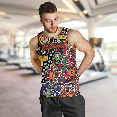 Personalised Roosters NRL Celebrating 50 Years of Naidoc Men Tank Top NAIDOC Week 2025 Aboriginal
