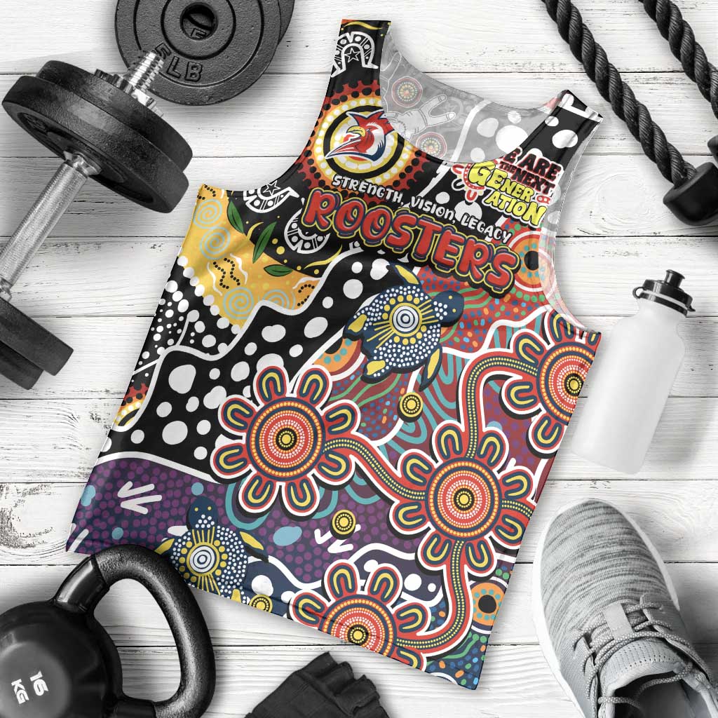 Personalised Roosters NRL Celebrating 50 Years of Naidoc Men Tank Top NAIDOC Week 2025 Aboriginal