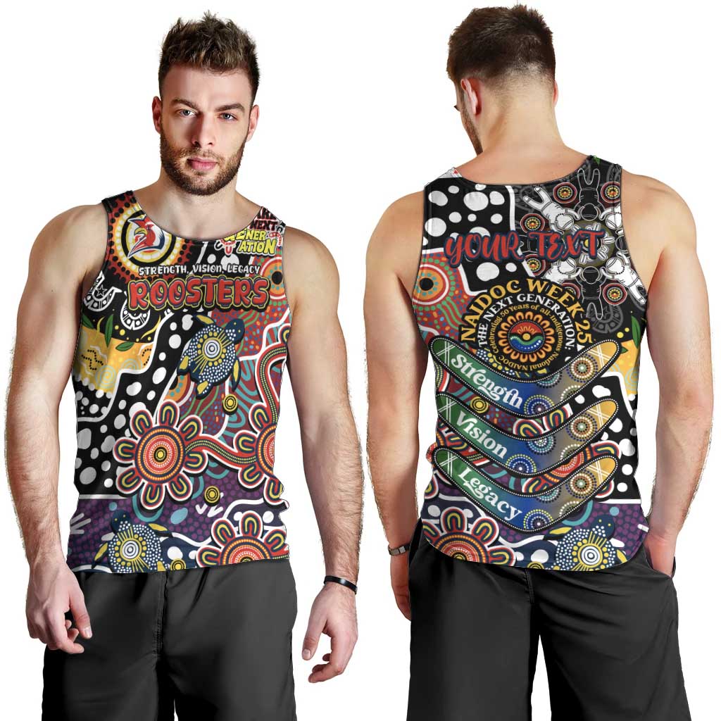 Personalised Roosters NRL Celebrating 50 Years of Naidoc Men Tank Top NAIDOC Week 2025 Aboriginal