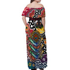 Personalised Roosters NRL Celebrating 50 Years of Naidoc Off Shoulder Maxi Dress NAIDOC Week 2025 Aboriginal