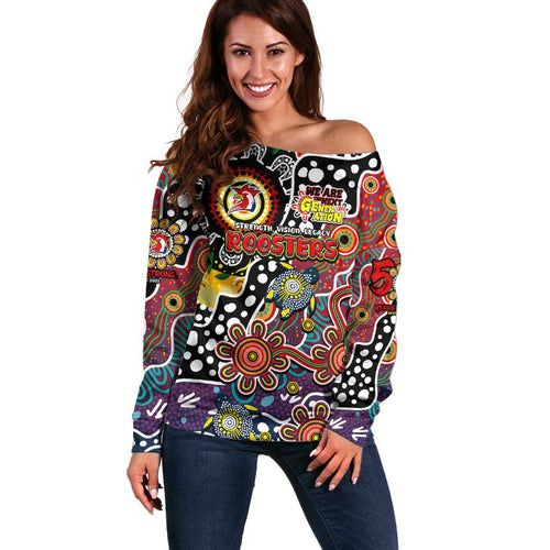 Personalised Roosters NRL Celebrating 50 Years of Naidoc Off Shoulder Sweater NAIDOC Week 2025 Aboriginal