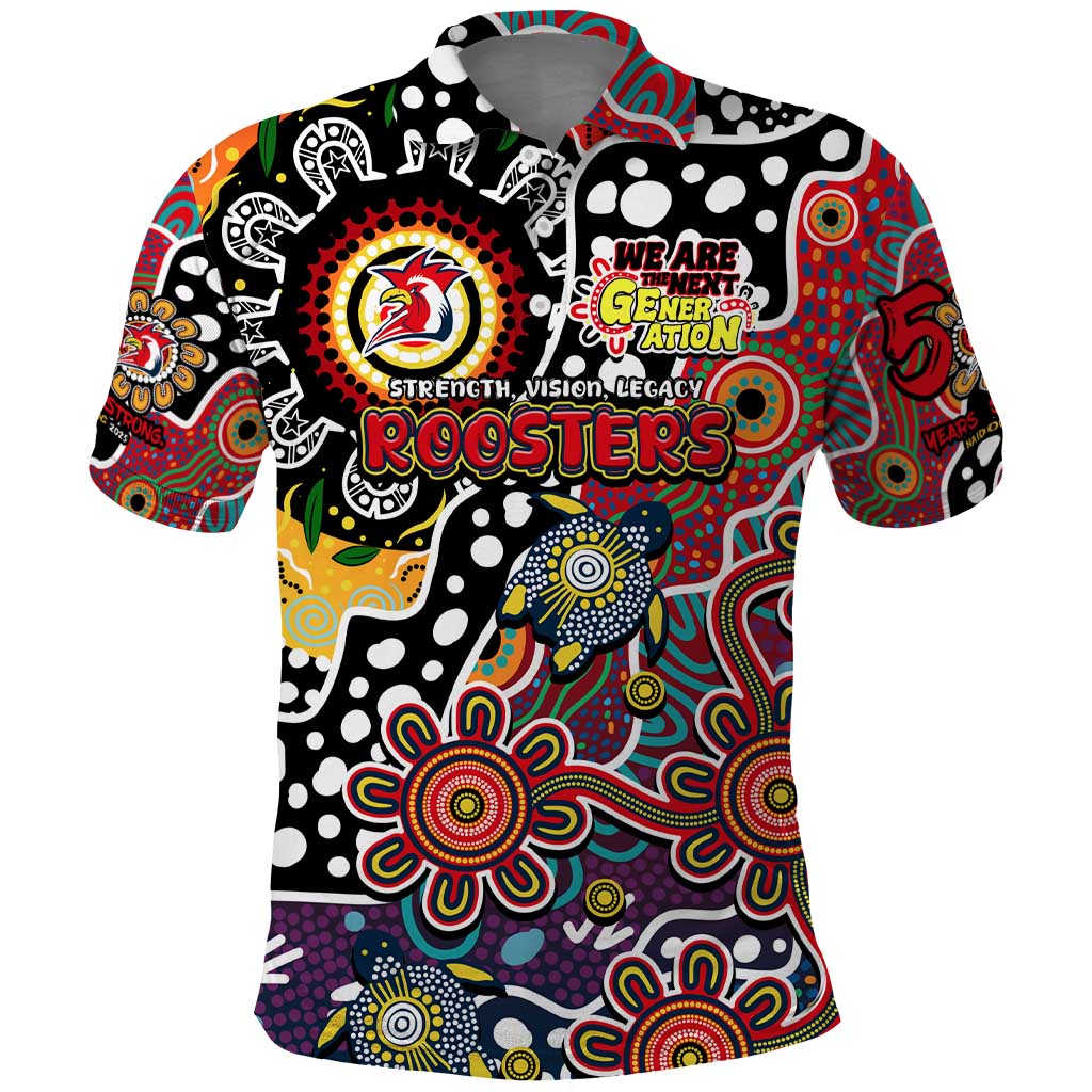Personalised Roosters NRL Celebrating 50 Years of Naidoc Polo Shirt NAIDOC Week 2025 Aboriginal