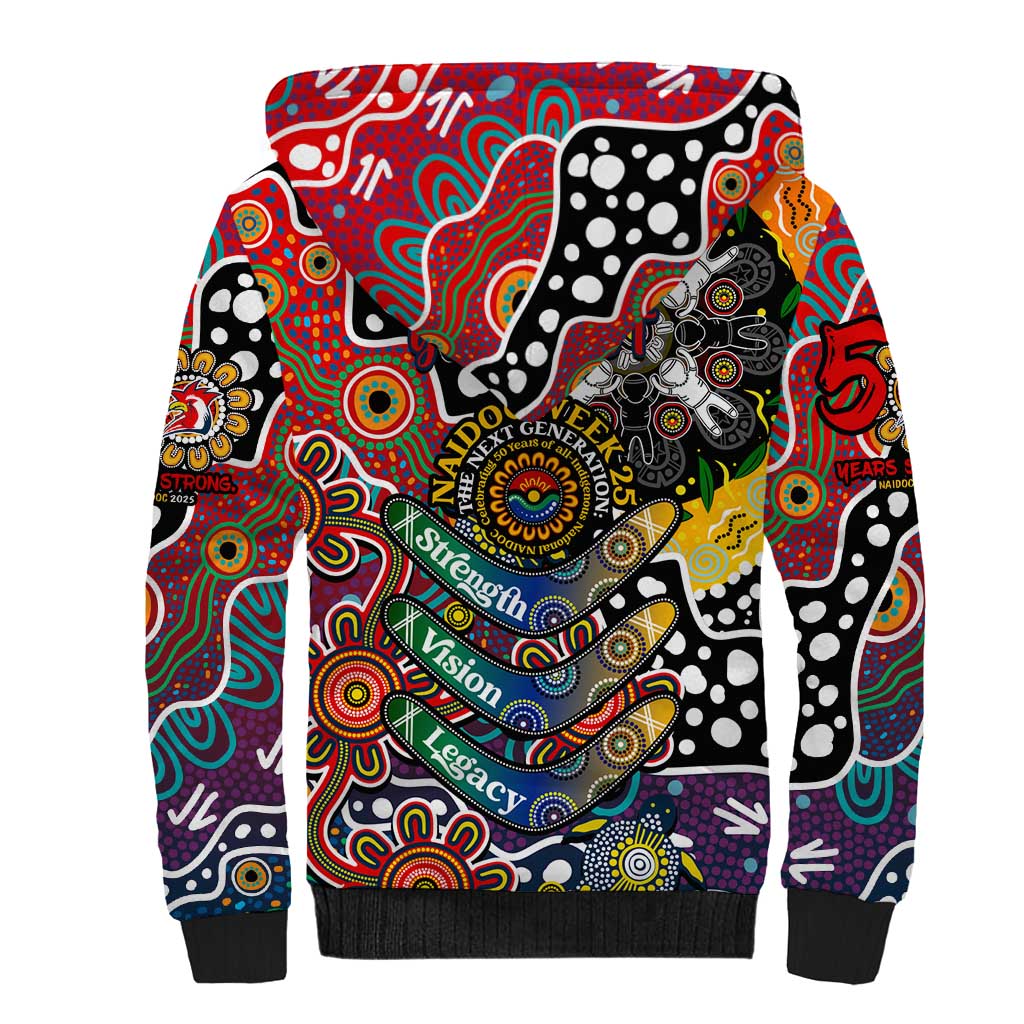 Personalised Roosters NRL Celebrating 50 Years of Naidoc Sherpa Hoodie NAIDOC Week 2025 Aboriginal