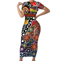 Personalised Roosters NRL Celebrating 50 Years of Naidoc Short Sleeve Bodycon Dress NAIDOC Week 2025 Aboriginal