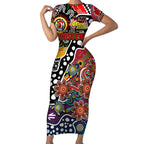 Personalised Roosters NRL Celebrating 50 Years of Naidoc Short Sleeve Bodycon Dress NAIDOC Week 2025 Aboriginal
