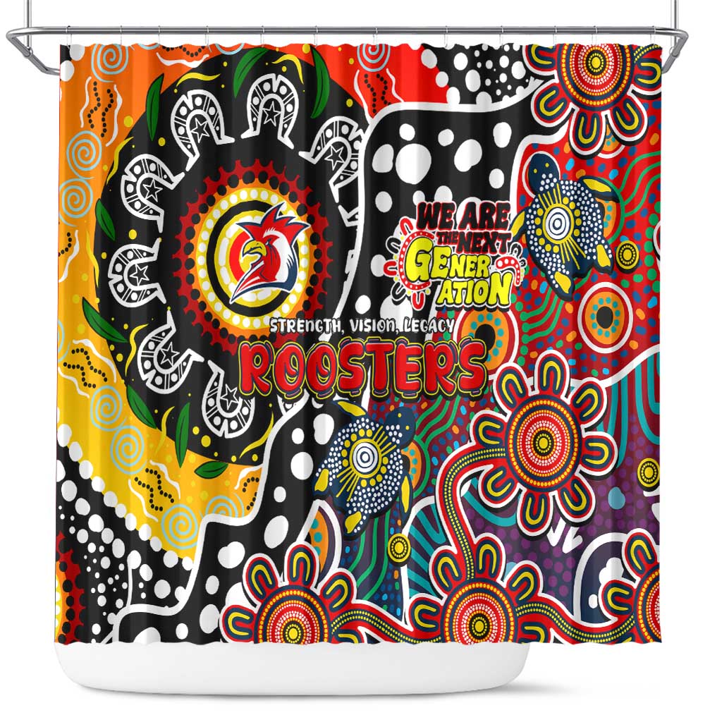 Roosters NRL Celebrating 50 Years of Naidoc Shower Curtain NAIDOC Week 2025 Aboriginal