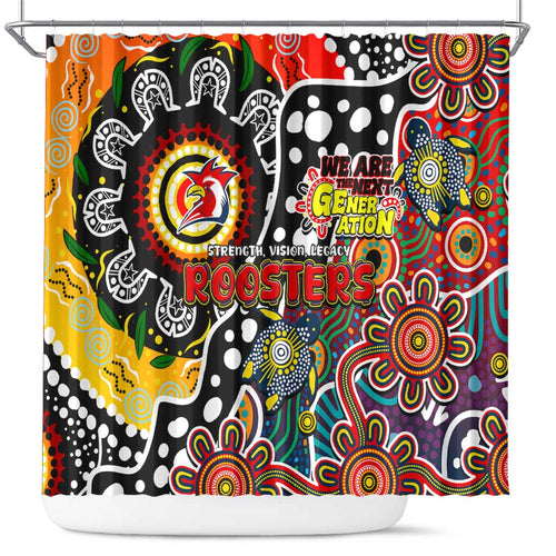 Roosters NRL Celebrating 50 Years of Naidoc Shower Curtain NAIDOC Week 2025 Aboriginal