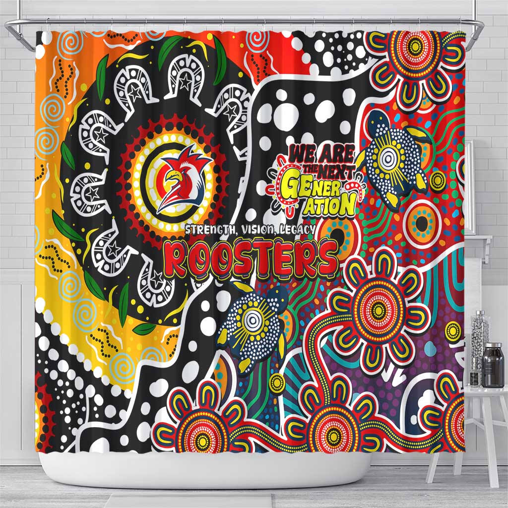 Roosters NRL Celebrating 50 Years of Naidoc Shower Curtain NAIDOC Week 2025 Aboriginal