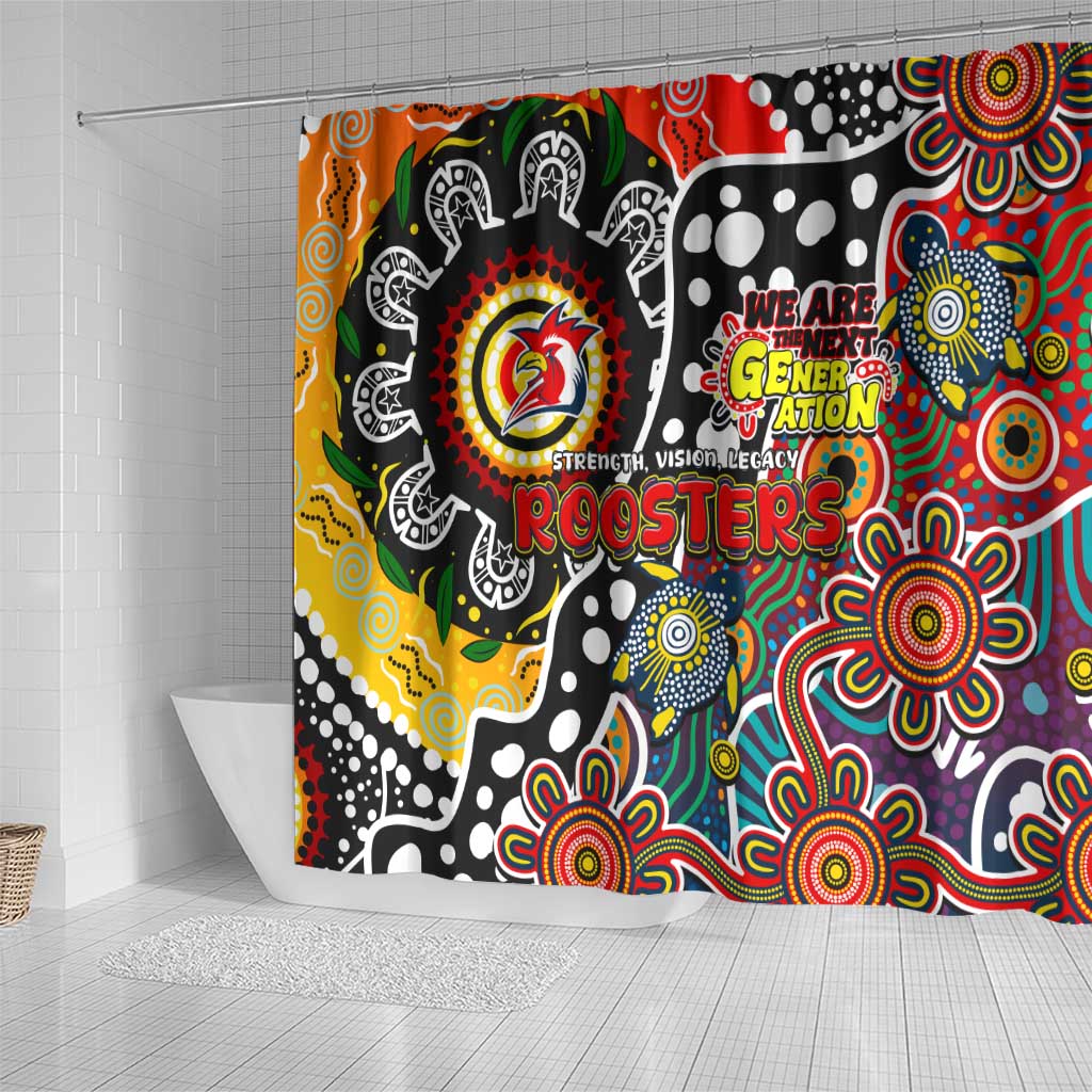 Roosters NRL Celebrating 50 Years of Naidoc Shower Curtain NAIDOC Week 2025 Aboriginal