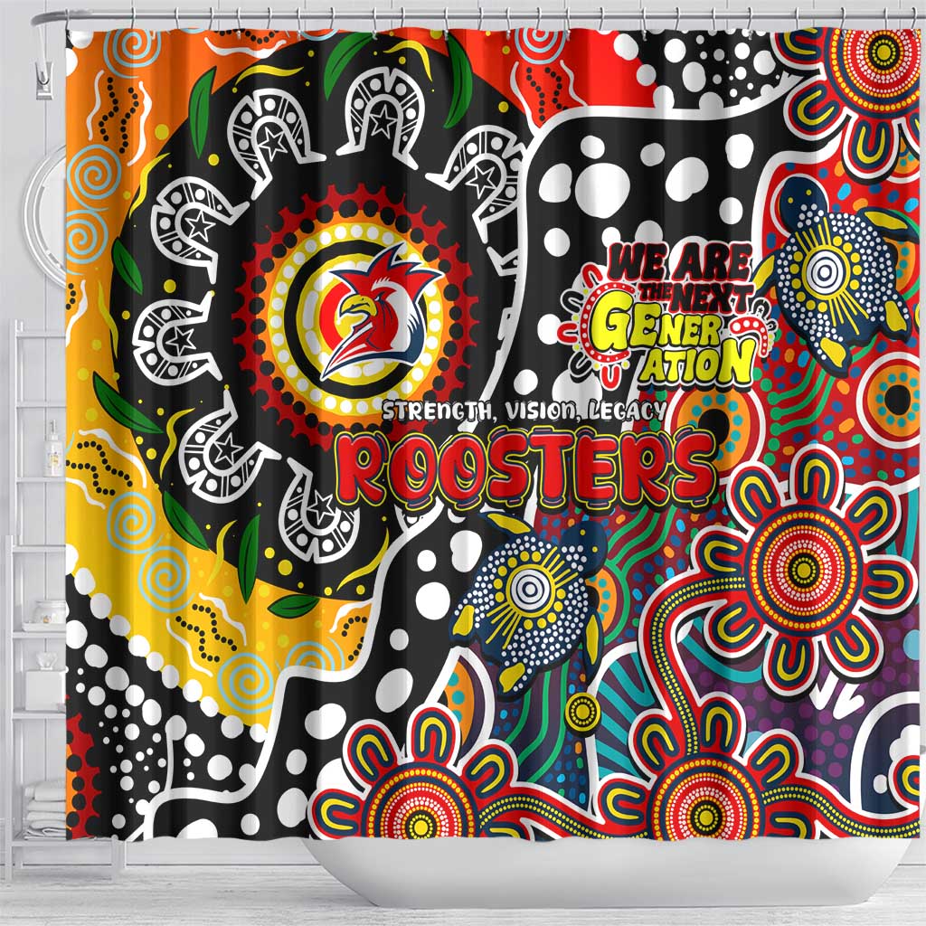 Roosters NRL Celebrating 50 Years of Naidoc Shower Curtain NAIDOC Week 2025 Aboriginal