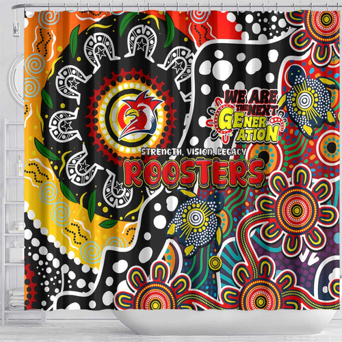 Roosters NRL Celebrating 50 Years of Naidoc Shower Curtain NAIDOC Week 2025 Aboriginal