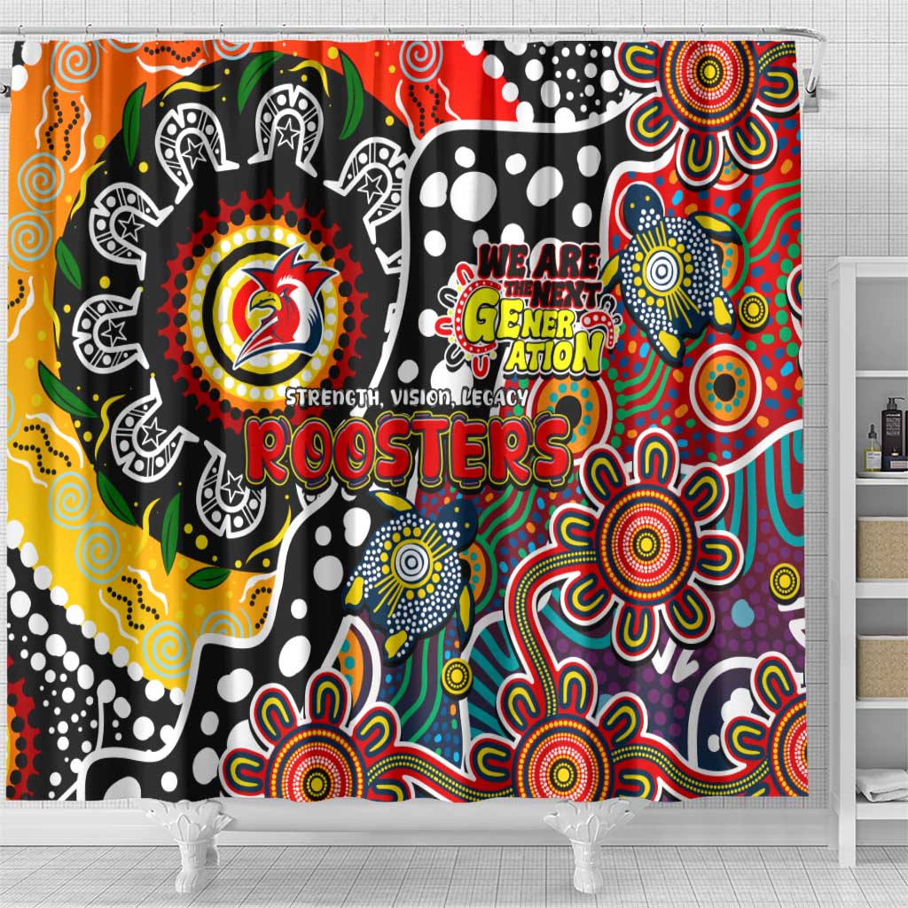 Roosters NRL Celebrating 50 Years of Naidoc Shower Curtain NAIDOC Week 2025 Aboriginal