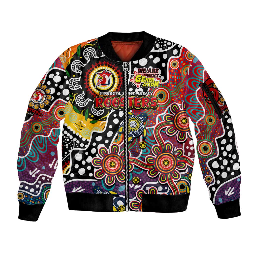 Personalised Roosters NRL Celebrating 50 Years of Naidoc Sleeve Zip Bomber Jacket NAIDOC Week 2025 Aboriginal