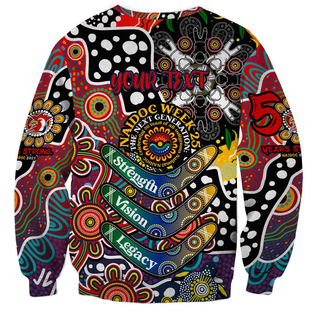Personalised Roosters NRL Celebrating 50 Years of Naidoc Sweatshirt NAIDOC Week 2025 Aboriginal
