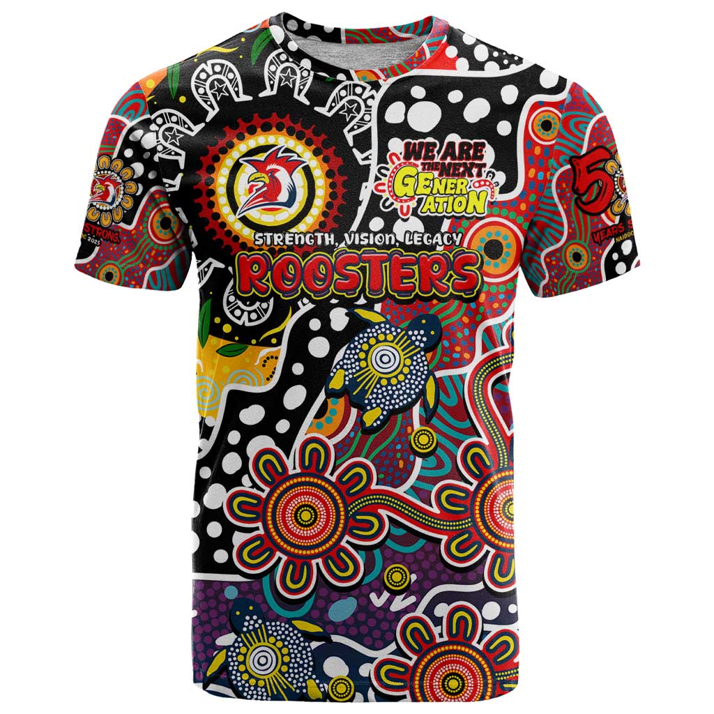 Personalised Roosters NRL Celebrating 50 Years of Naidoc T Shirt NAIDOC Week 2025 Aboriginal