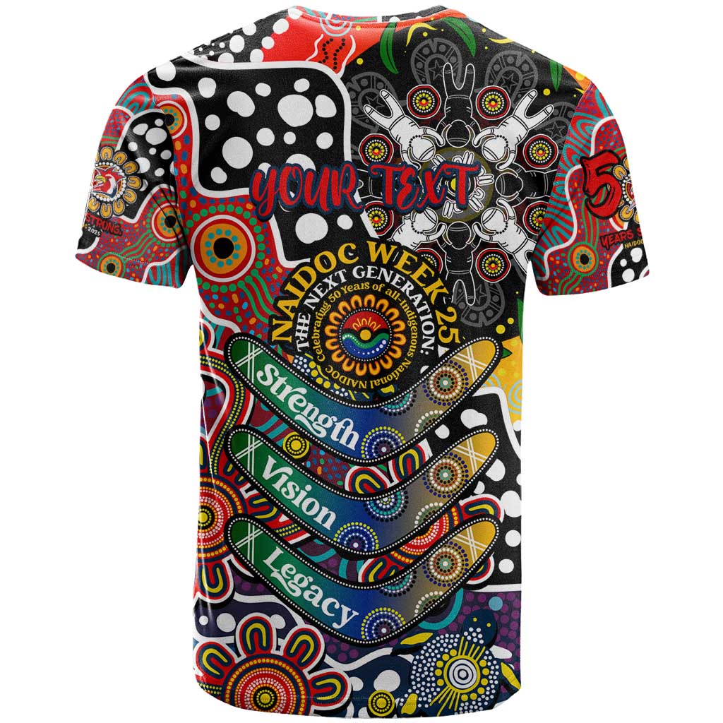 Personalised Roosters NRL Celebrating 50 Years of Naidoc T Shirt NAIDOC Week 2025 Aboriginal