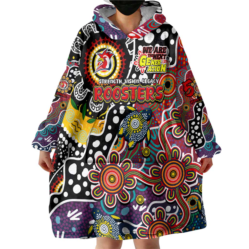 Personalised Roosters NRL Celebrating 50 Years of Naidoc Wearable Blanket Hoodie NAIDOC Week 2025 Aboriginal