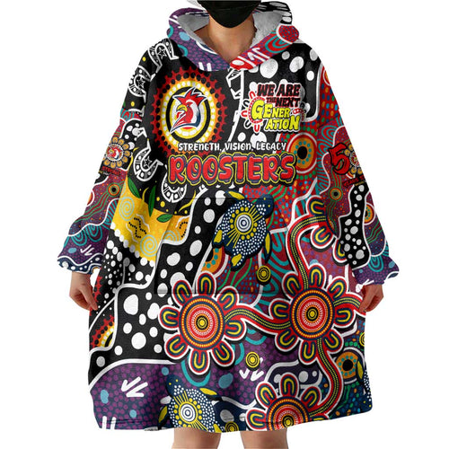 Personalised Roosters NRL Celebrating 50 Years of Naidoc Wearable Blanket Hoodie NAIDOC Week 2025 Aboriginal