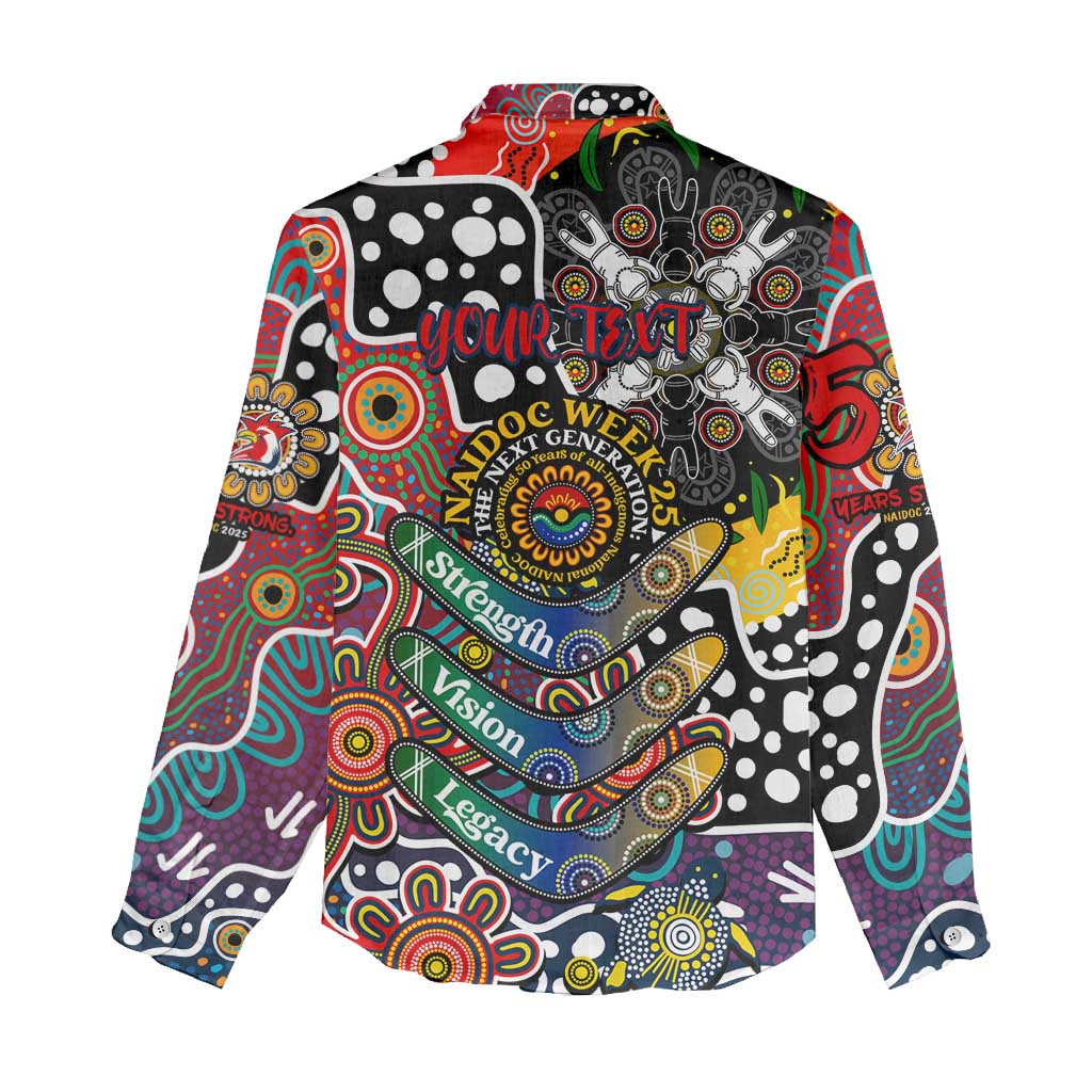 Personalised Roosters NRL Celebrating 50 Years of Naidoc Women Casual Shirt NAIDOC Week 2025 Aboriginal