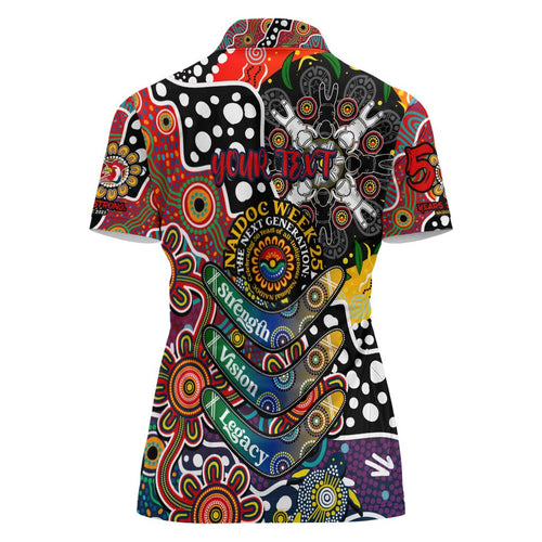 Personalised Roosters NRL Celebrating 50 Years of Naidoc Women Polo Shirt NAIDOC Week 2025 Aboriginal