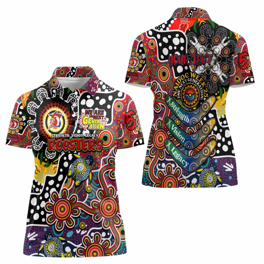 Personalised Roosters NRL Celebrating 50 Years of Naidoc Women Polo Shirt NAIDOC Week 2025 Aboriginal