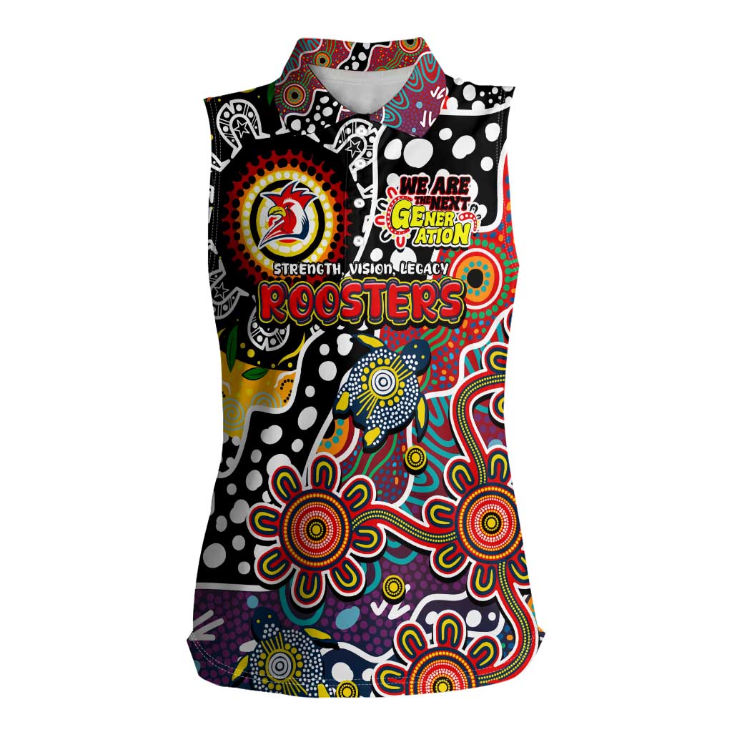 Personalised Roosters NRL Celebrating 50 Years of Naidoc Women Sleeveless Polo Shirt NAIDOC Week 2025 Aboriginal