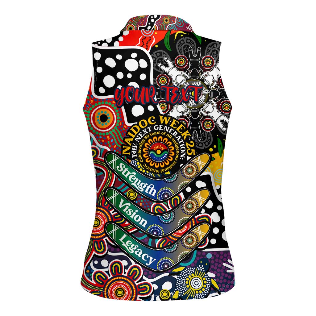 Personalised Roosters NRL Celebrating 50 Years of Naidoc Women Sleeveless Polo Shirt NAIDOC Week 2025 Aboriginal