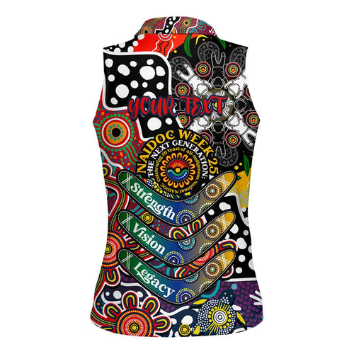 Personalised Roosters NRL Celebrating 50 Years of Naidoc Women Sleeveless Polo Shirt NAIDOC Week 2025 Aboriginal