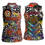 Personalised Roosters NRL Celebrating 50 Years of Naidoc Women Sleeveless Polo Shirt NAIDOC Week 2025 Aboriginal