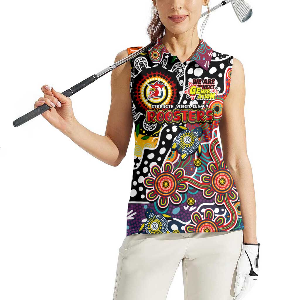 Personalised Roosters NRL Celebrating 50 Years of Naidoc Women Sleeveless Polo Shirt NAIDOC Week 2025 Aboriginal