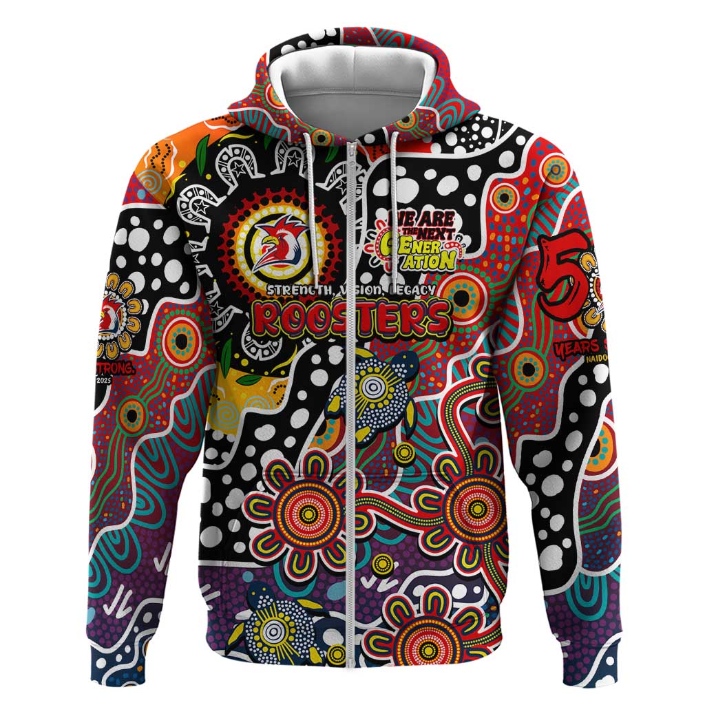 Personalised Roosters NRL Celebrating 50 Years of Naidoc Zip Hoodie NAIDOC Week 2025 Aboriginal