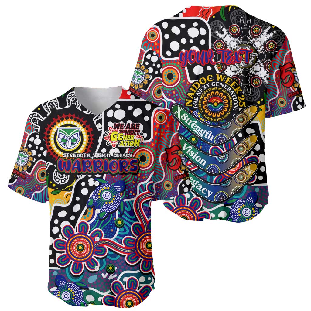 Personalised New Zealand Warriors NRL Celebrating 50 Years of Naidoc Baseball Jersey NAIDOC Week 2025 Aboriginal