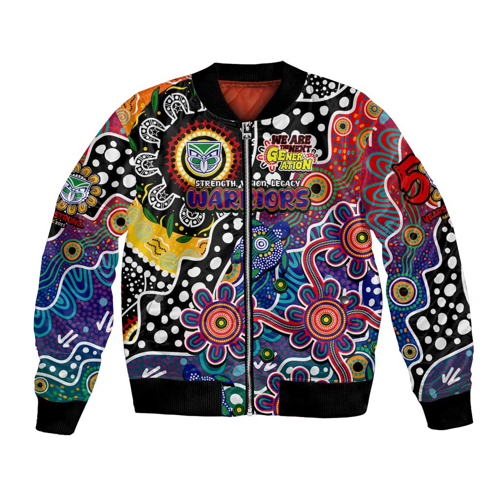 Personalised New Zealand Warriors NRL Celebrating 50 Years of Naidoc Bomber Jacket NAIDOC Week 2025 Aboriginal