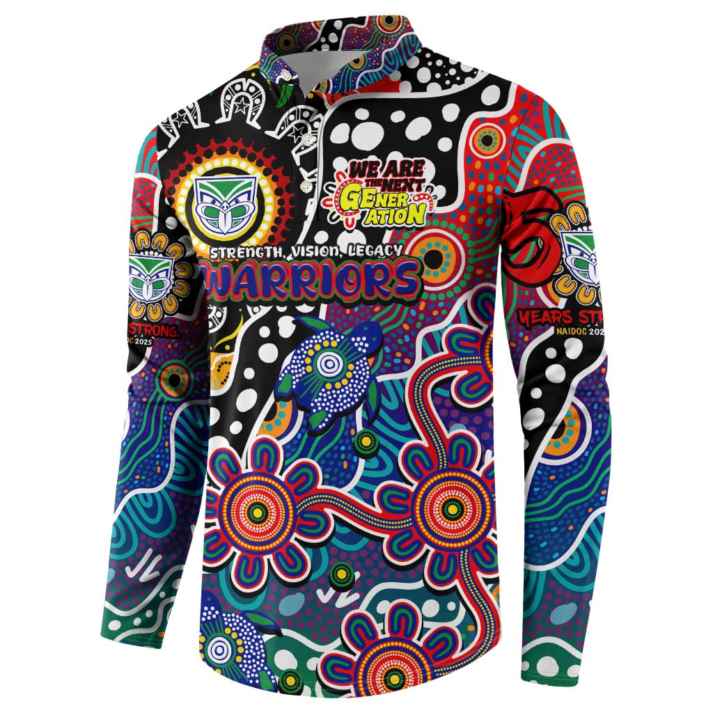 Personalised New Zealand Warriors NRL Celebrating 50 Years of Naidoc Button Sweatshirt NAIDOC Week 2025 Aboriginal