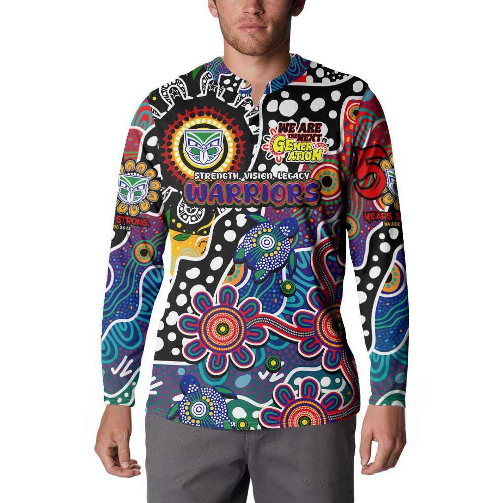 Personalised New Zealand Warriors NRL Celebrating 50 Years of Naidoc Button Sweatshirt NAIDOC Week 2025 Aboriginal
