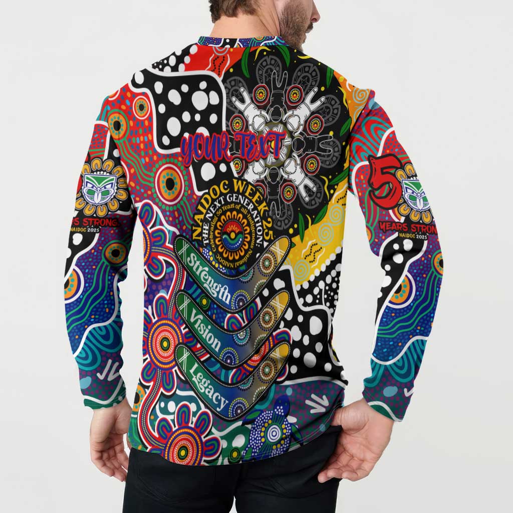 Personalised New Zealand Warriors NRL Celebrating 50 Years of Naidoc Button Sweatshirt NAIDOC Week 2025 Aboriginal