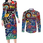 Personalised New Zealand Warriors NRL Celebrating 50 Years of Naidoc Couples Matching Long Sleeve Bodycon Dress and Long Sleeve Button Shirt NAIDOC Week 2025 Aboriginal