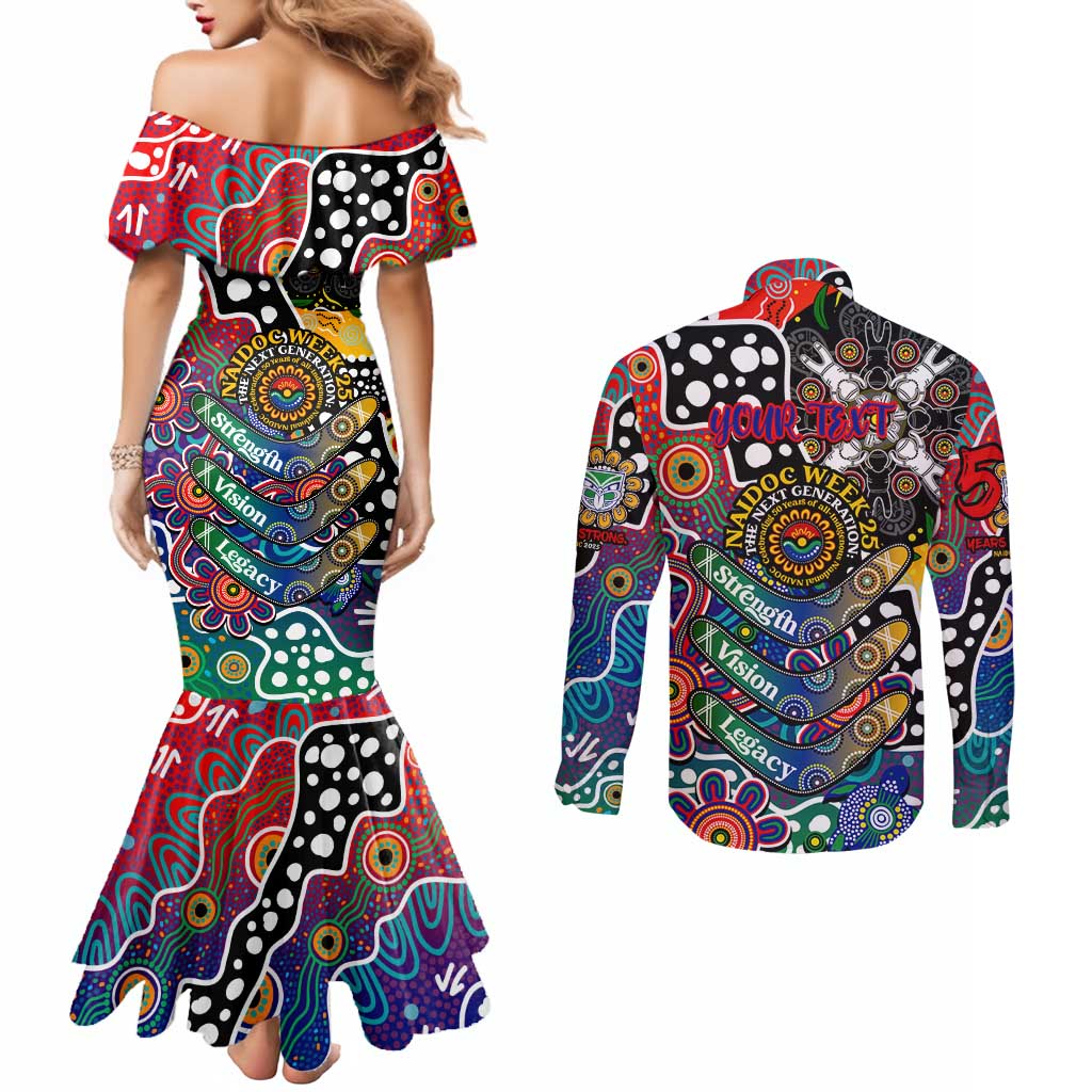 Personalised New Zealand Warriors NRL Celebrating 50 Years of Naidoc Couples Matching Mermaid Dress and Long Sleeve Button Shirt NAIDOC Week 2025 Aboriginal