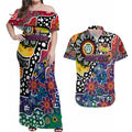 Personalised New Zealand Warriors NRL Celebrating 50 Years of Naidoc Couples Matching Off Shoulder Maxi Dress and Hawaiian Shirt NAIDOC Week 2025 Aboriginal