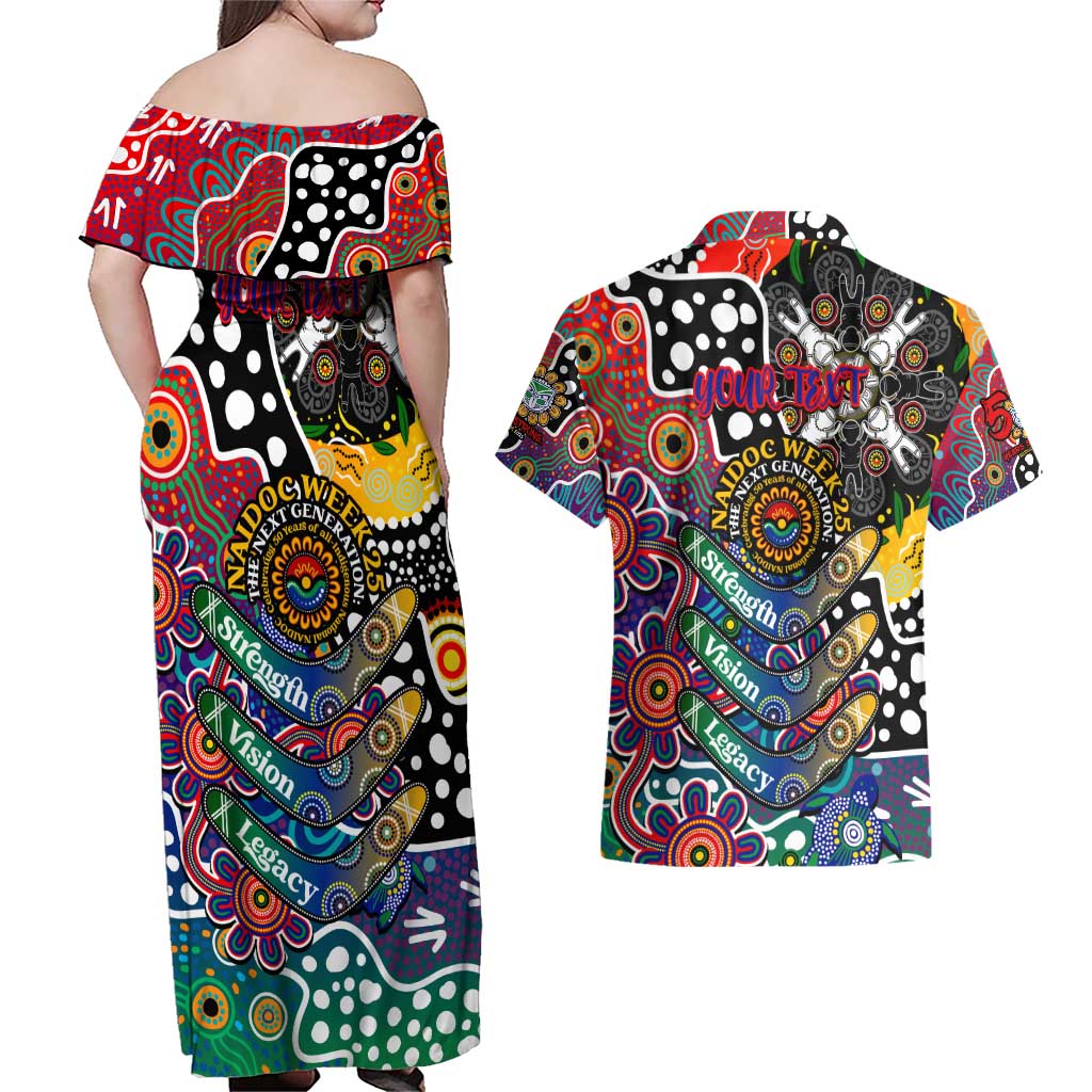 Personalised New Zealand Warriors NRL Celebrating 50 Years of Naidoc Couples Matching Off Shoulder Maxi Dress and Hawaiian Shirt NAIDOC Week 2025 Aboriginal