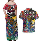 Personalised New Zealand Warriors NRL Celebrating 50 Years of Naidoc Couples Matching Off Shoulder Maxi Dress and Hawaiian Shirt NAIDOC Week 2025 Aboriginal