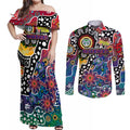 Personalised New Zealand Warriors NRL Celebrating 50 Years of Naidoc Couples Matching Off Shoulder Maxi Dress and Long Sleeve Button Shirt NAIDOC Week 2025 Aboriginal