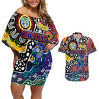 Personalised New Zealand Warriors NRL Celebrating 50 Years of Naidoc Couples Matching Off Shoulder Short Dress and Hawaiian Shirt NAIDOC Week 2025 Aboriginal