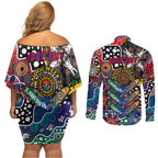 Personalised New Zealand Warriors NRL Celebrating 50 Years of Naidoc Couples Matching Off Shoulder Short Dress and Long Sleeve Button Shirt NAIDOC Week 2025 Aboriginal