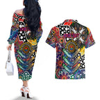 Personalised New Zealand Warriors NRL Celebrating 50 Years of Naidoc Couples Matching Off The Shoulder Long Sleeve Dress and Hawaiian Shirt NAIDOC Week 2025 Aboriginal