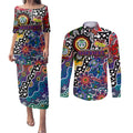 Personalised New Zealand Warriors NRL Celebrating 50 Years of Naidoc Couples Matching Puletasi and Long Sleeve Button Shirt NAIDOC Week 2025 Aboriginal