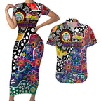Personalised New Zealand Warriors NRL Celebrating 50 Years of Naidoc Couples Matching Short Sleeve Bodycon Dress and Hawaiian Shirt NAIDOC Week 2025 Aboriginal