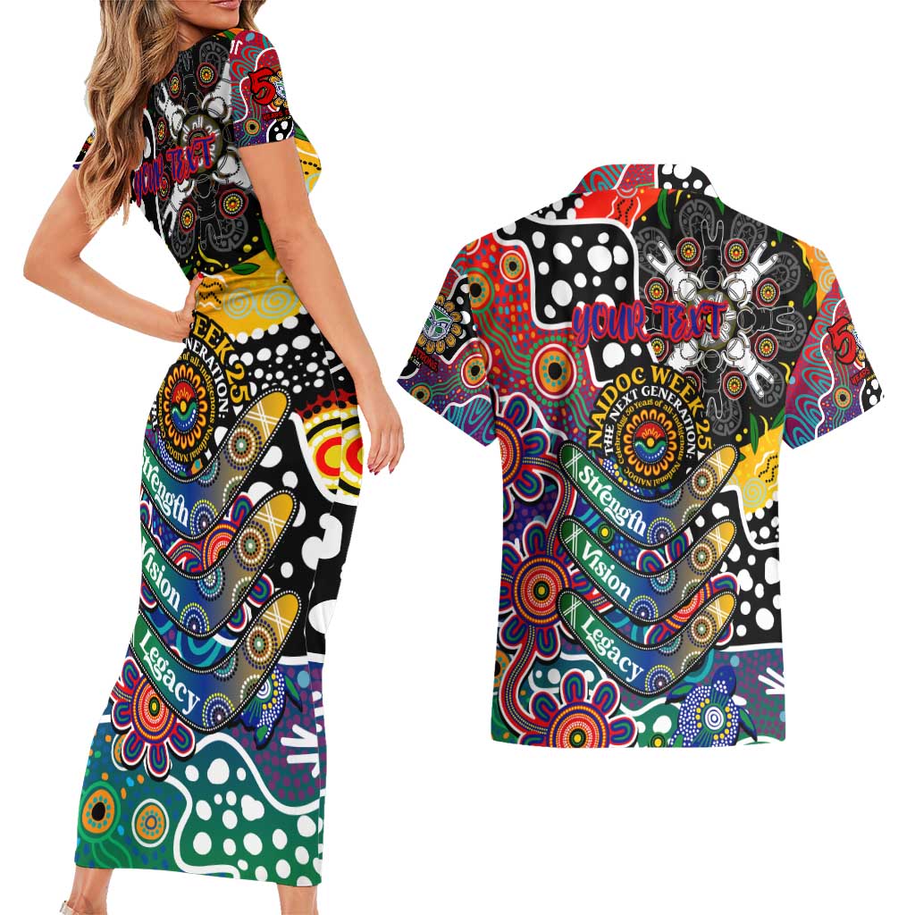 Personalised New Zealand Warriors NRL Celebrating 50 Years of Naidoc Couples Matching Short Sleeve Bodycon Dress and Hawaiian Shirt NAIDOC Week 2025 Aboriginal