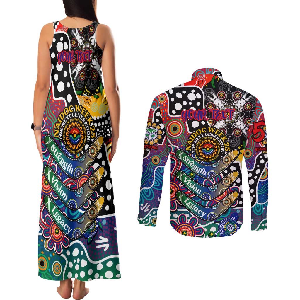 Personalised New Zealand Warriors NRL Celebrating 50 Years of Naidoc Couples Matching Tank Maxi Dress and Long Sleeve Button Shirt NAIDOC Week 2025 Aboriginal
